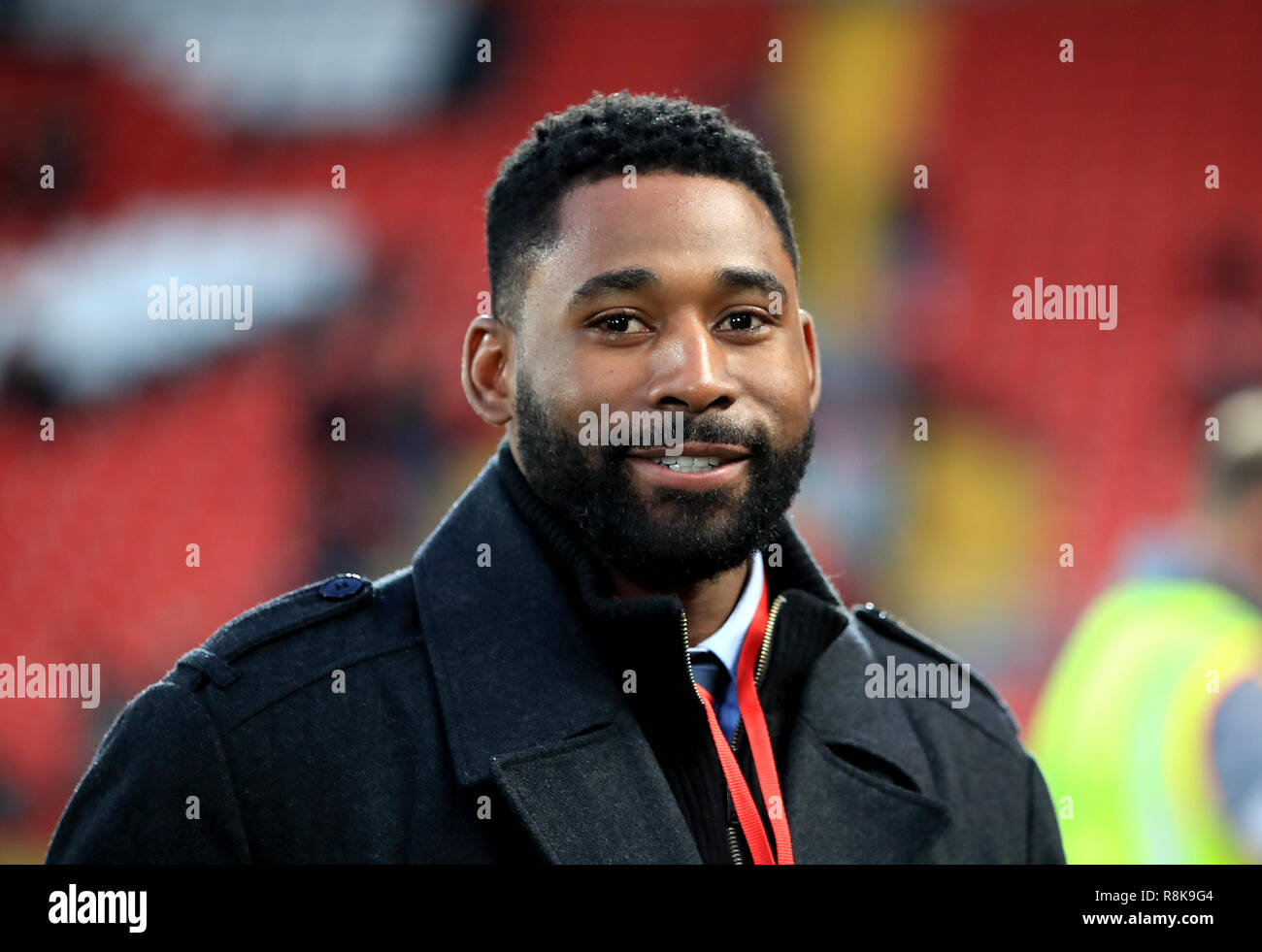 Boston Red Sox baseball player Jackie Bradley Jr ahead of the Premier League match at Anfield, Liverpool. Stock Photo