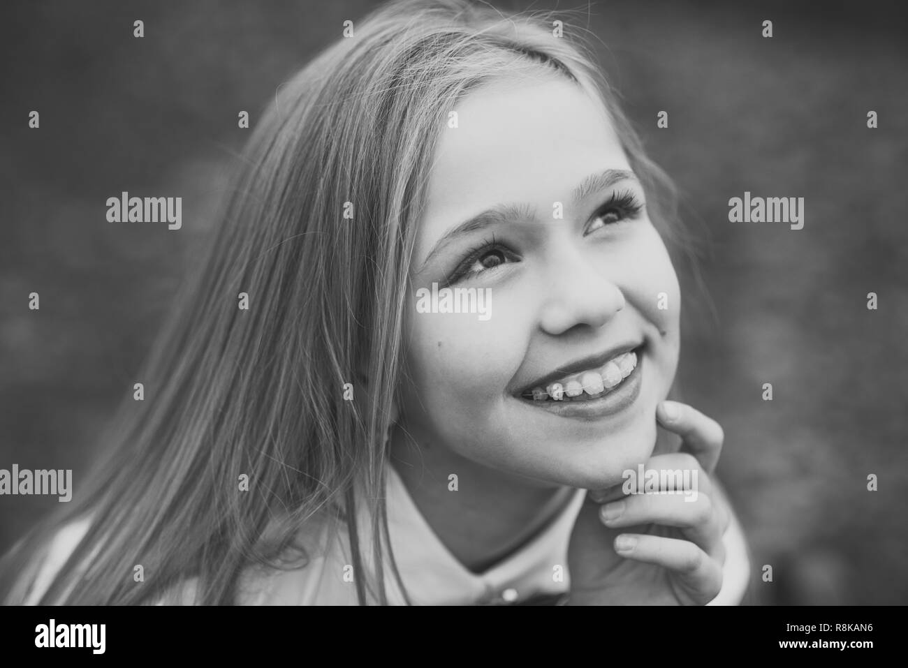 Girl Smile With Cute Face Beauty Little Child Smiling With Long