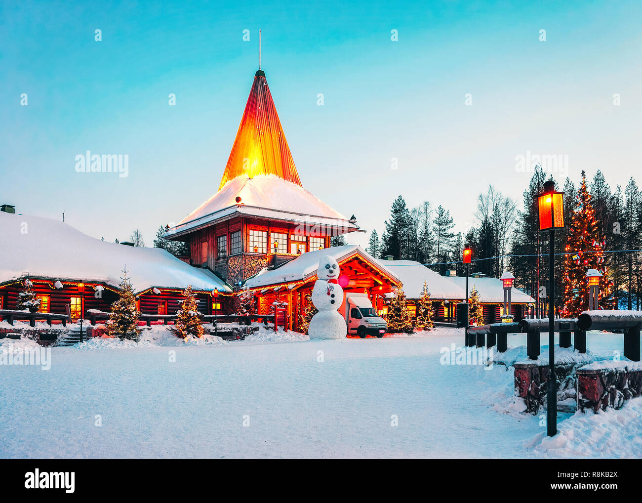 Snowman at Santa Office of Santa Claus Village in Rovaniemi in Lapland ...