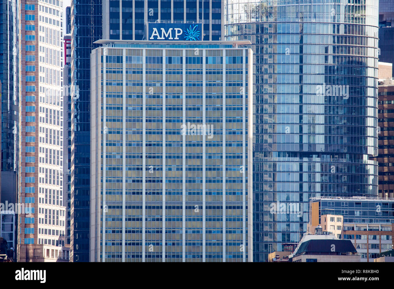 Corporate office buildings in Sydney city centre and AMP building