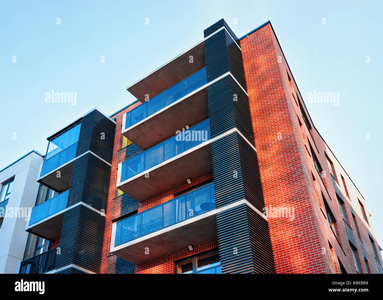 Facade of modern apartment building architecture concept Stock Photo ... - Contemporary Apartment Building Architecture