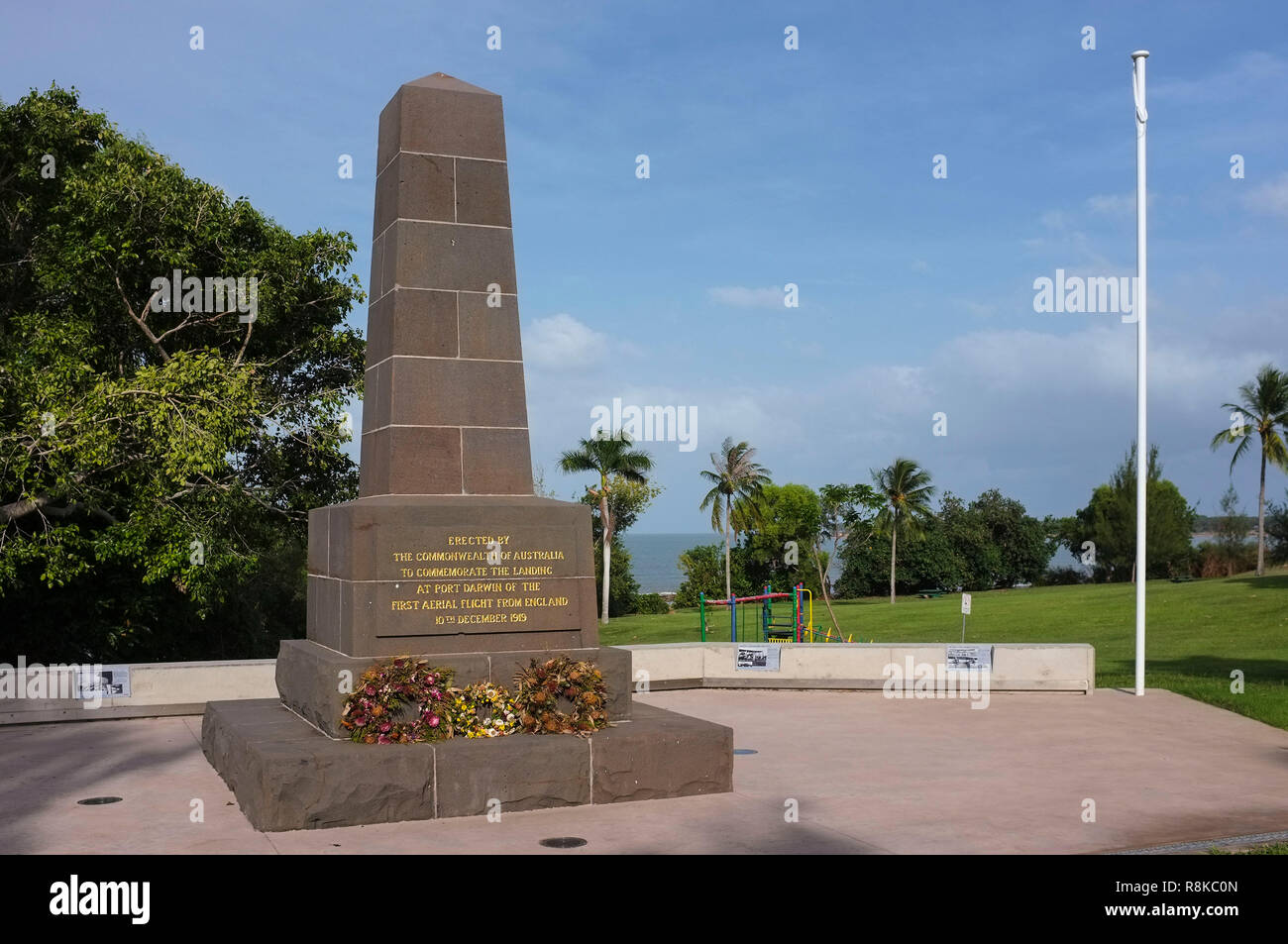 The Great Air Race Memorial in Fannie Bay, marks the point where the