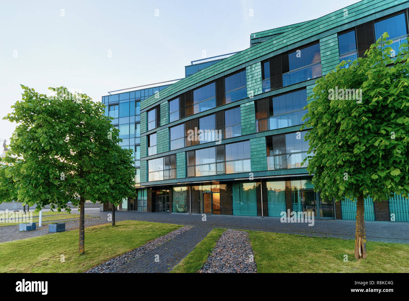 New apartment building real estate concept. Outdoor facilities Stock