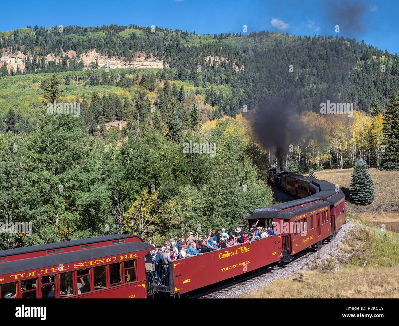 Eastbound doubleheader train on the west side of Cumbres Pass, Cumbres