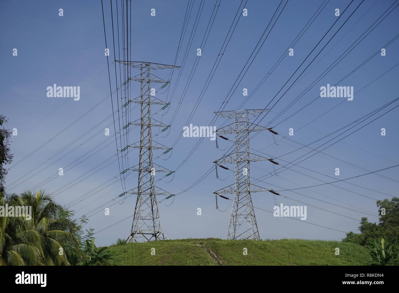 electrical transmission tower in Selangor, Malaysia Stock Photo