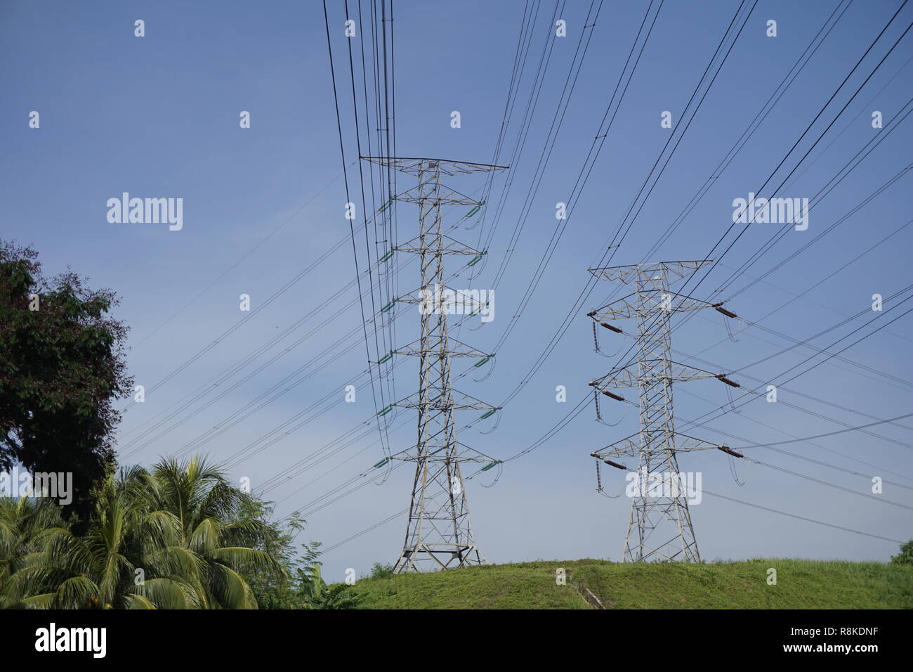 electrical transmission tower in Selangor, Malaysia Stock Photo
