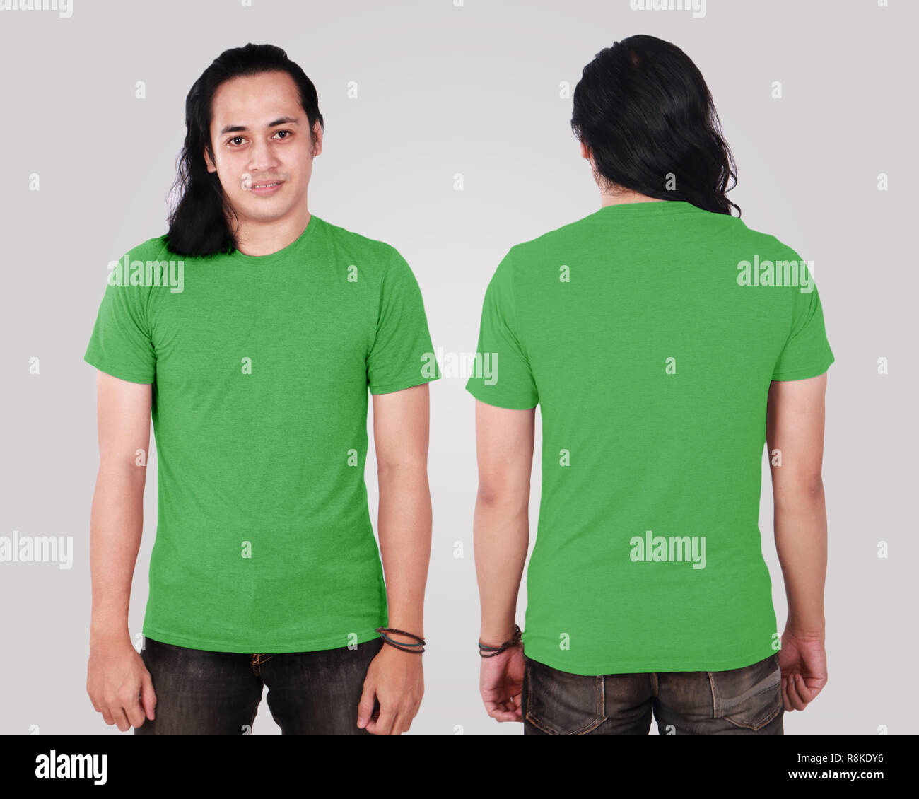 Blank Green Shirt on Asian Male Model Stock Photo