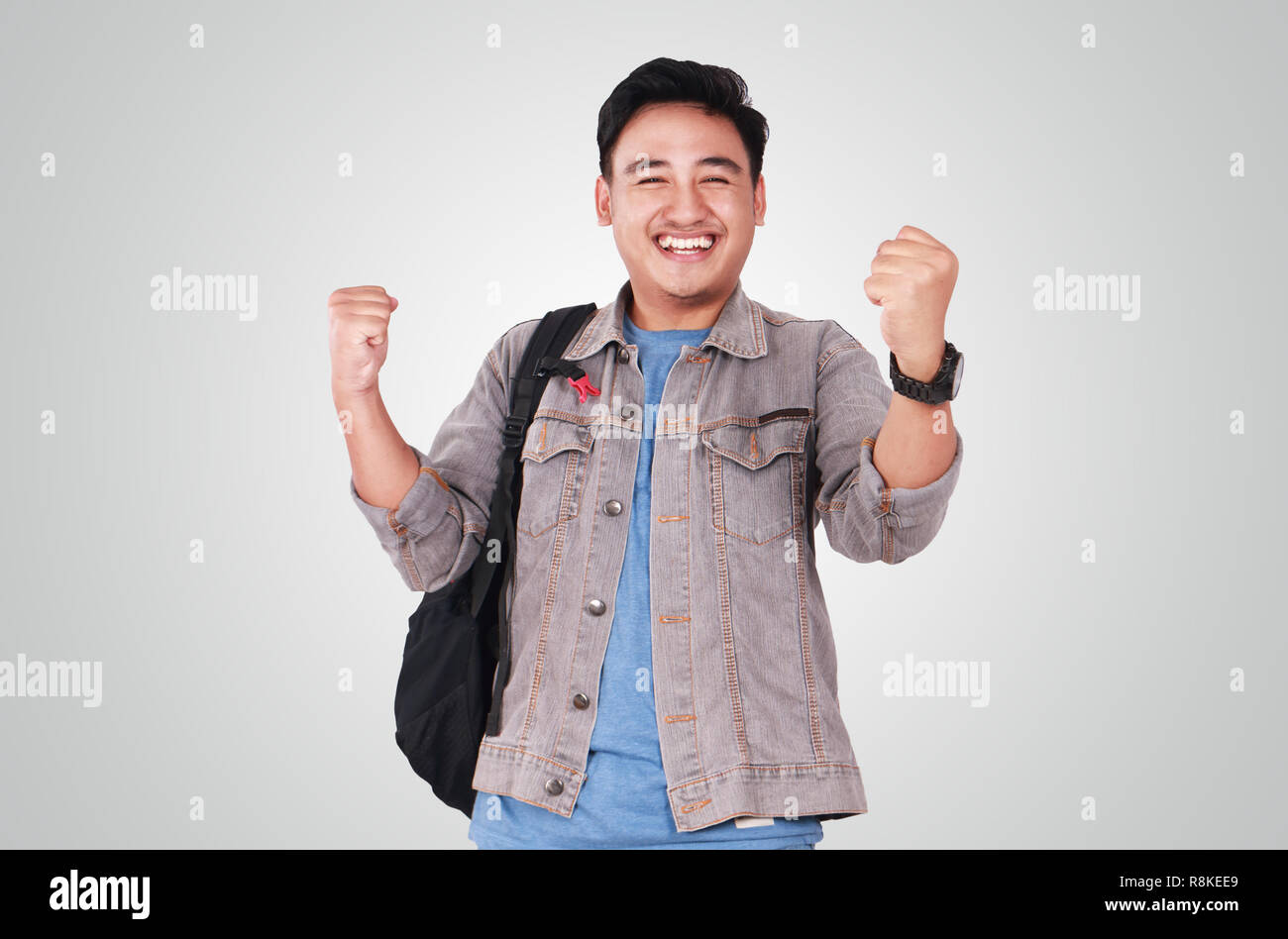 Photo image portrait of a successful cute young Asian male student ...