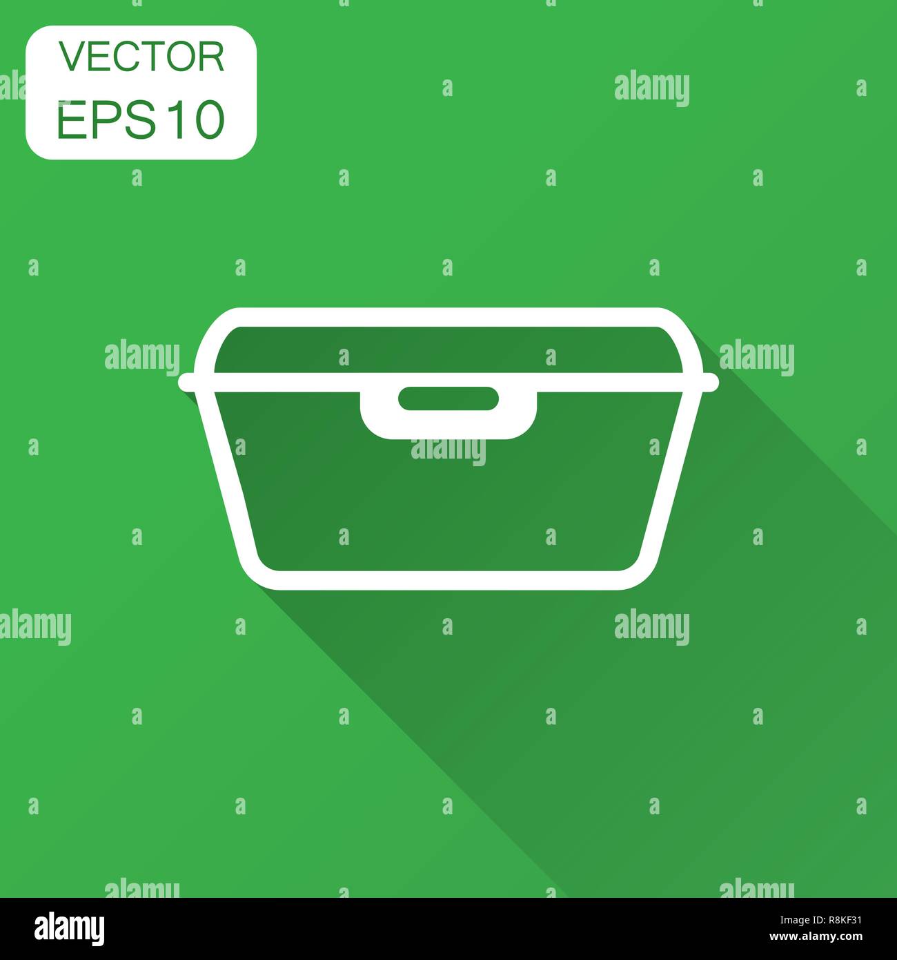 Food container icon in flat style. Kitchen bowl vector illustration ...