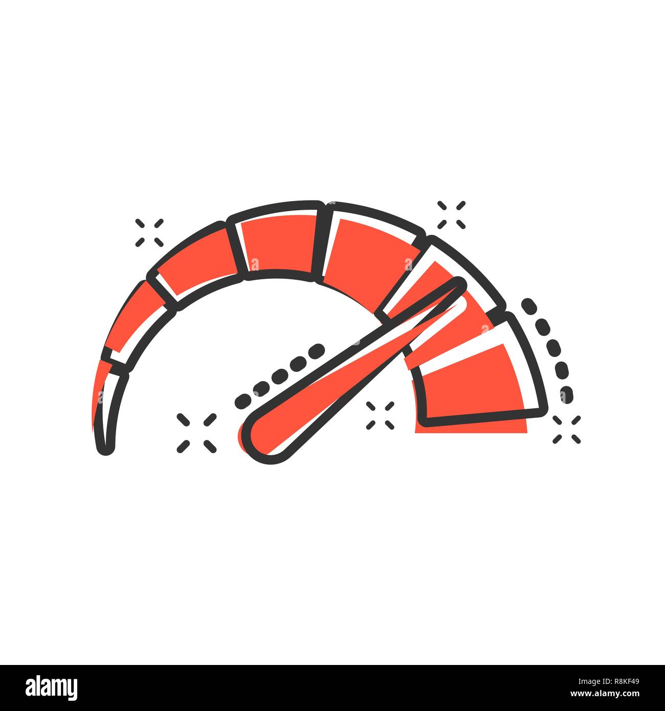 Meter dashboard icon in comic style. Credit score indicator level ...