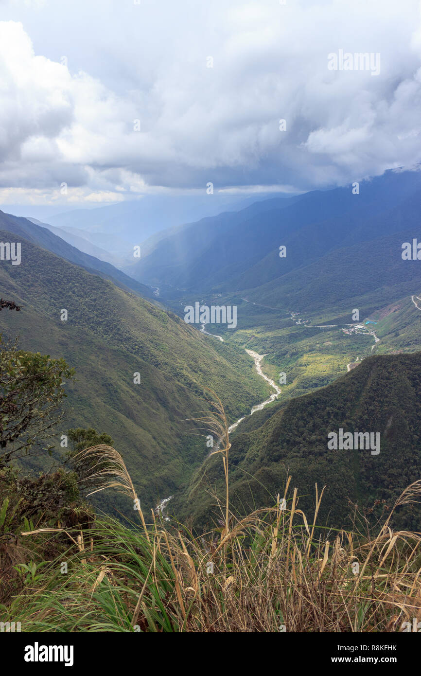 panoramic view over the lush rainforest on the inca trail, peru Stock ...