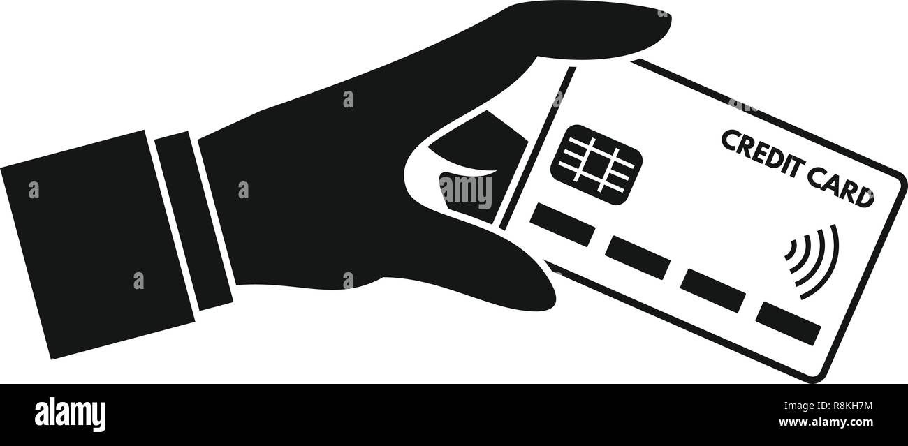 Hand nfc credit card icon. Simple illustration of hand nfc credit card ...
