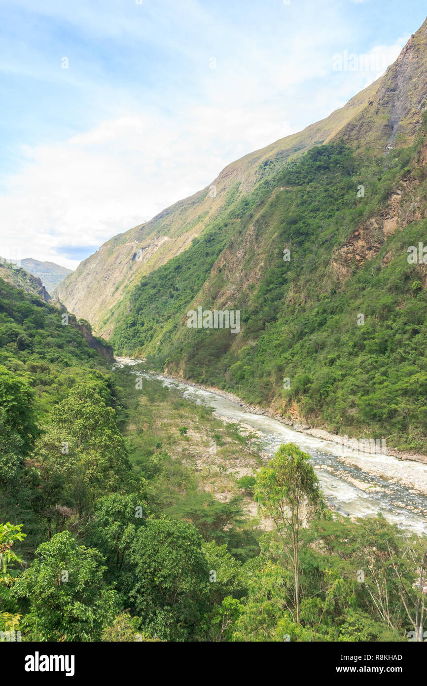 panoramic view over the lush rainforest on the inca trail, peru Stock ...