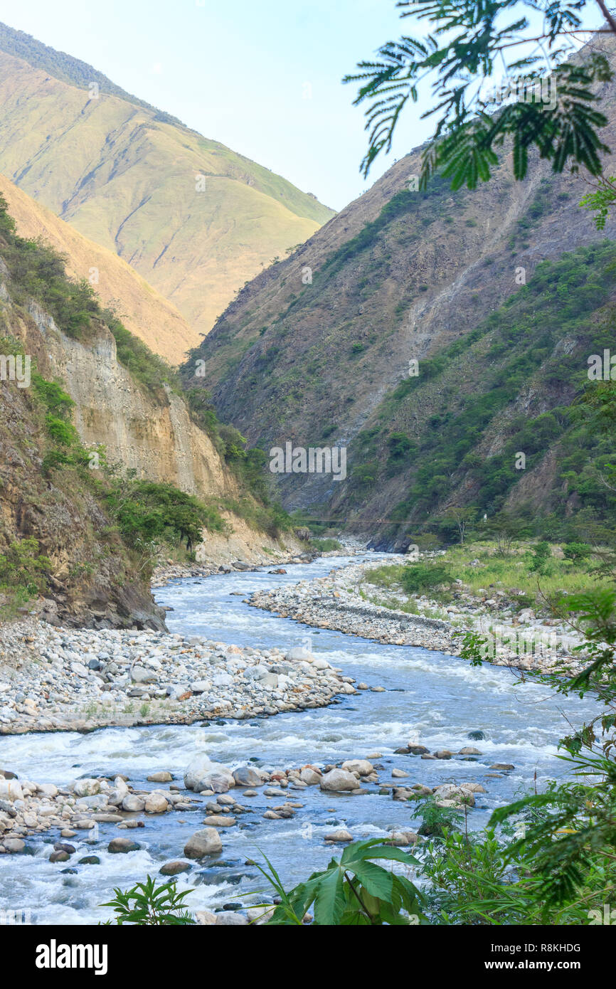 panoramic view over the lush rainforest on the inca trail, peru Stock ...