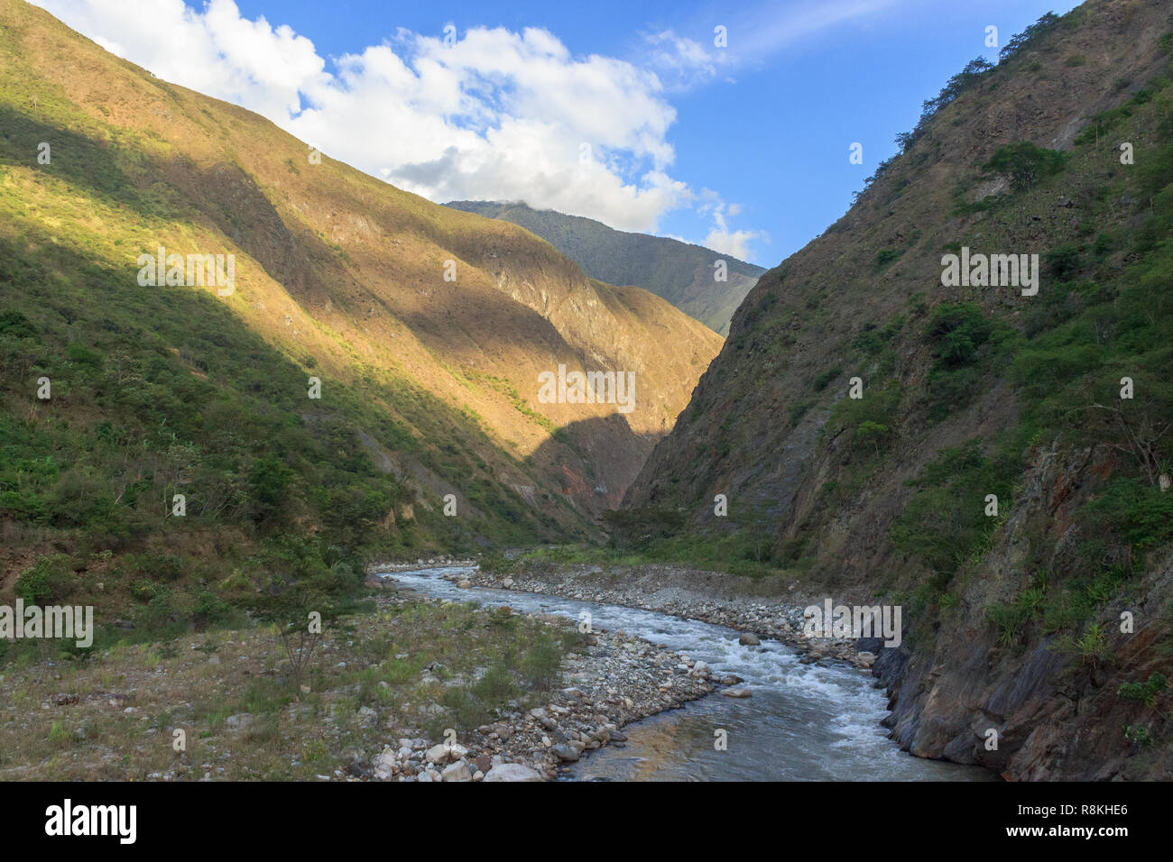 panoramic view over the lush rainforest on the inca trail, peru Stock ...