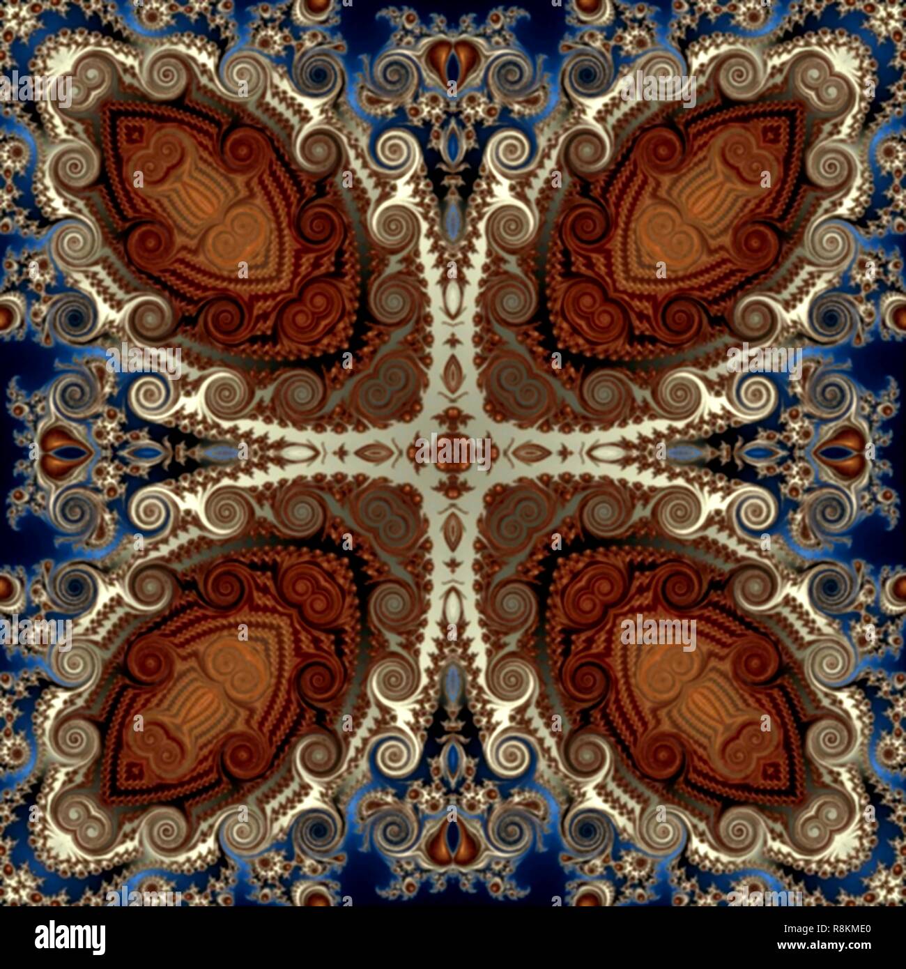 Seamless raster pattern in oriental style Flower psychedelic mosaic ...