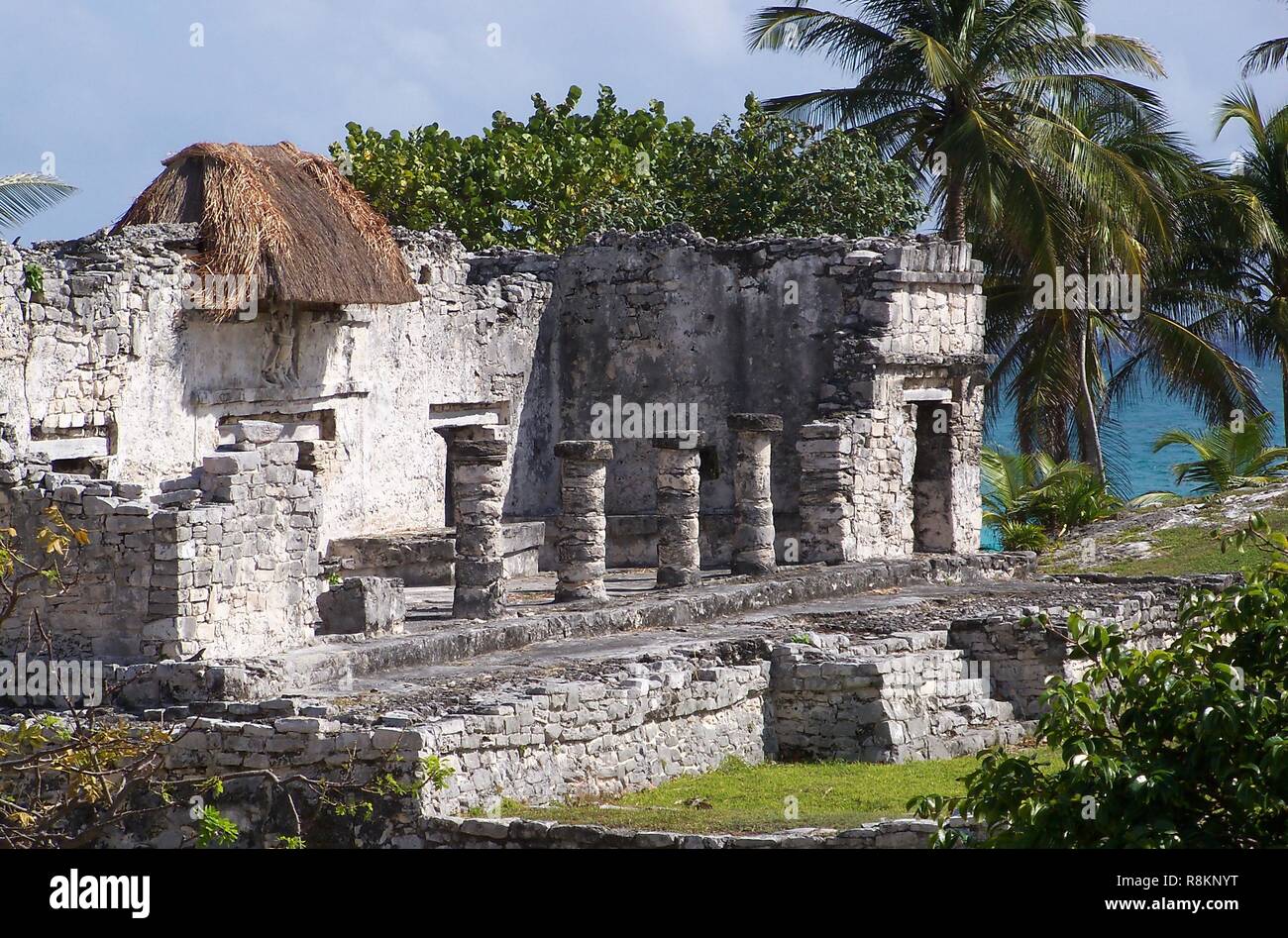 Tulum Ruins Seaside Temple, Mexico Stock Photo