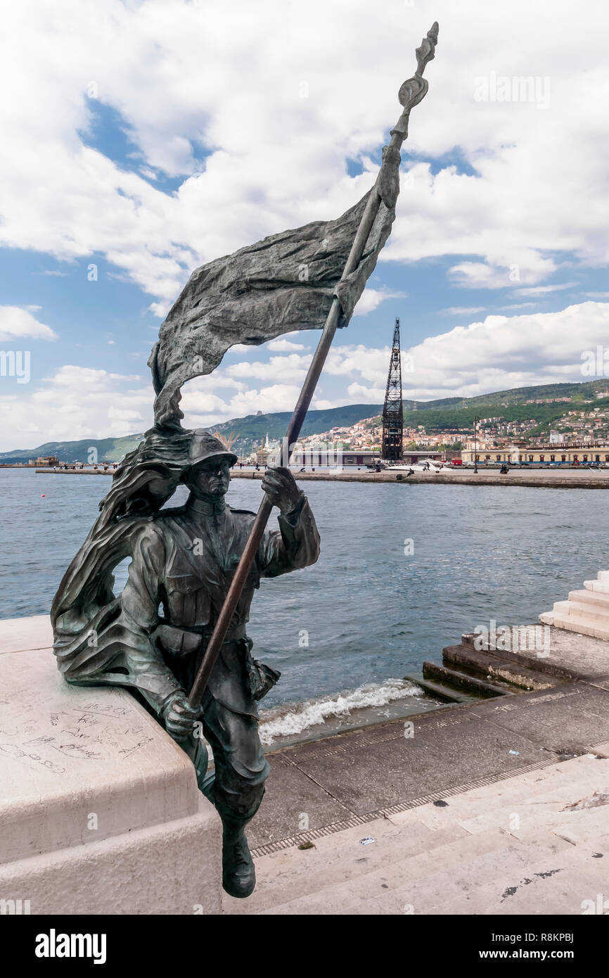 The statue of the Bersagliere in Piazza Unità d'Italia in Trieste, Friuli Venezia Giulia, Italy Stock Photo