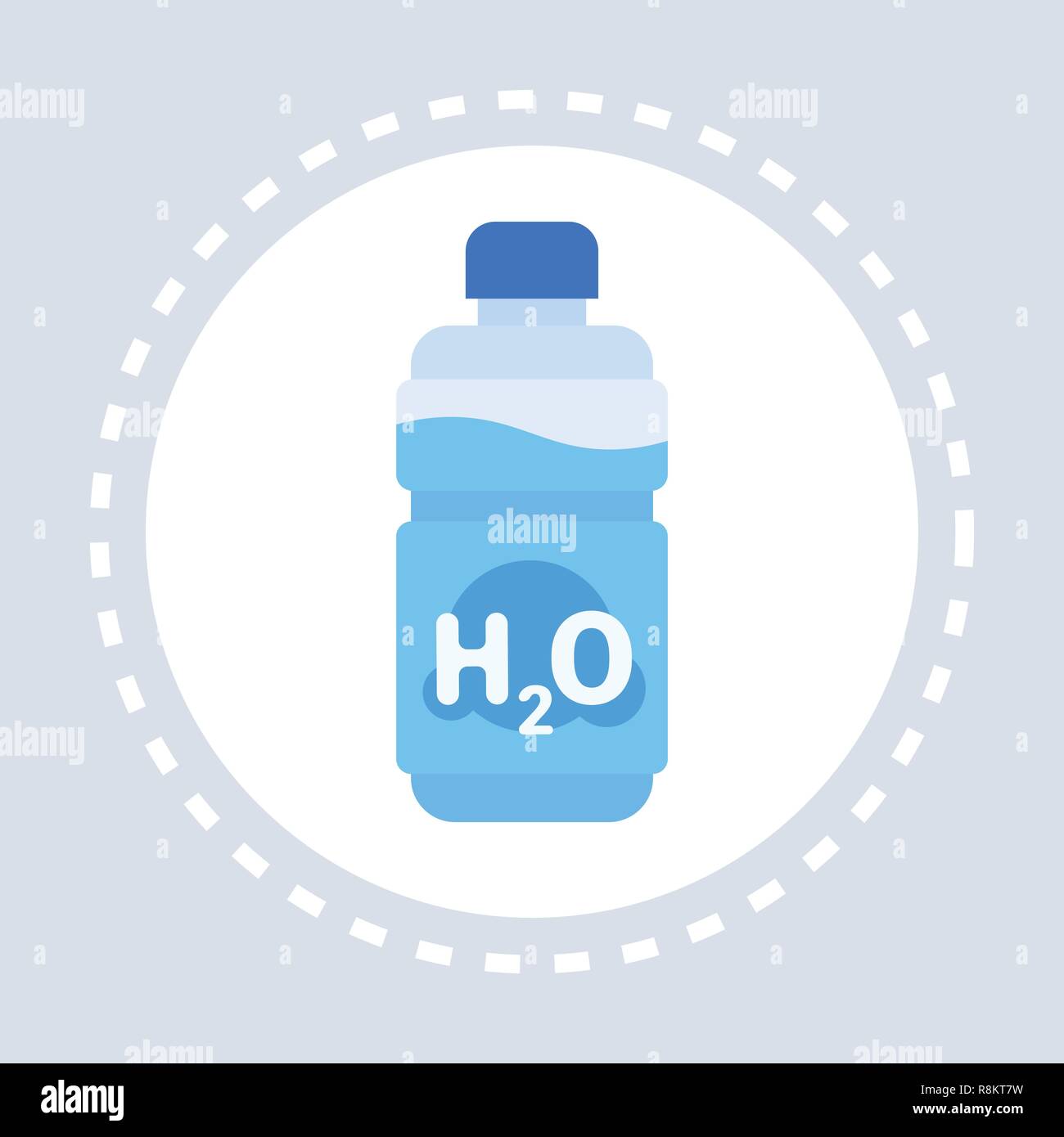 H2O mineral water bottle icon healthcare medical service logo medicine and health symbol concept flat Stock Vector