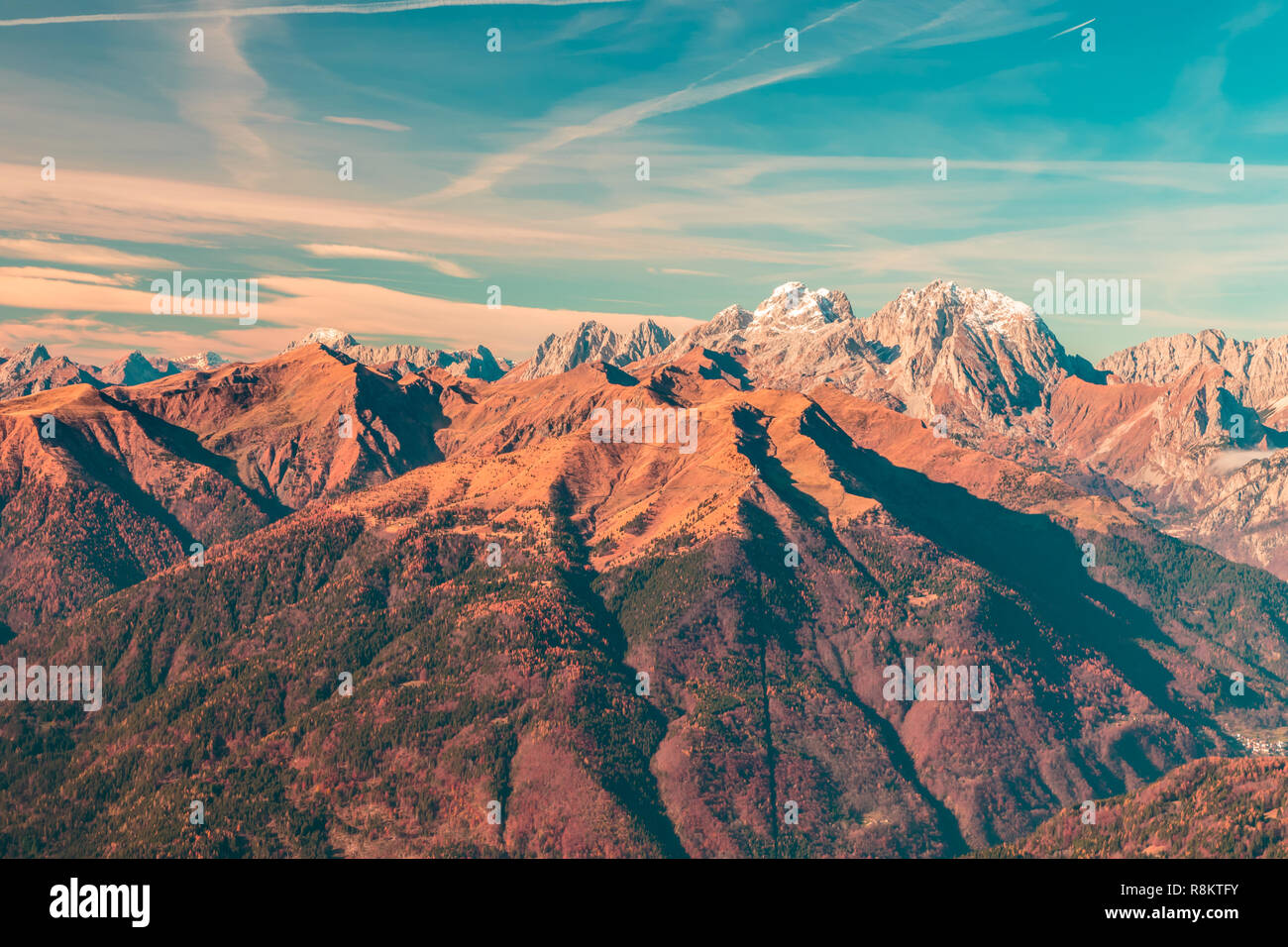 Sunny day in the carnic alps during a colorful autumn Stock Photo - Alamy