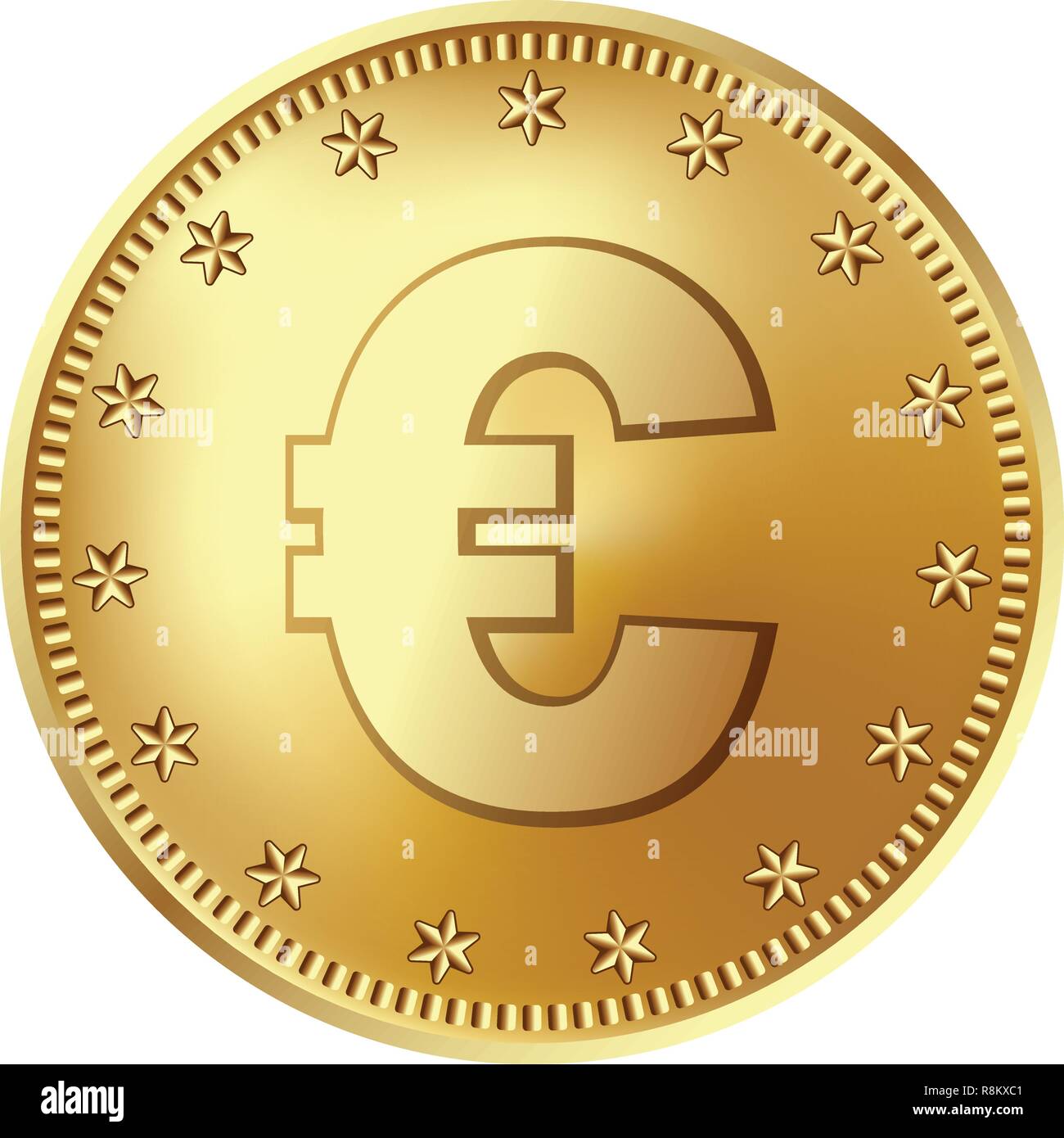 Golden euro coin, money. Stock Vector