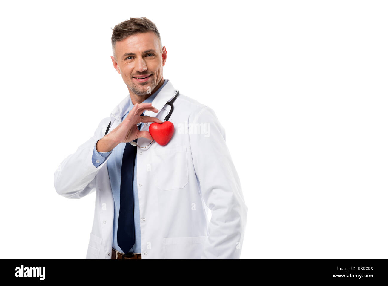 doctor holding heart model in hand isolated on white, heart healthcare ...