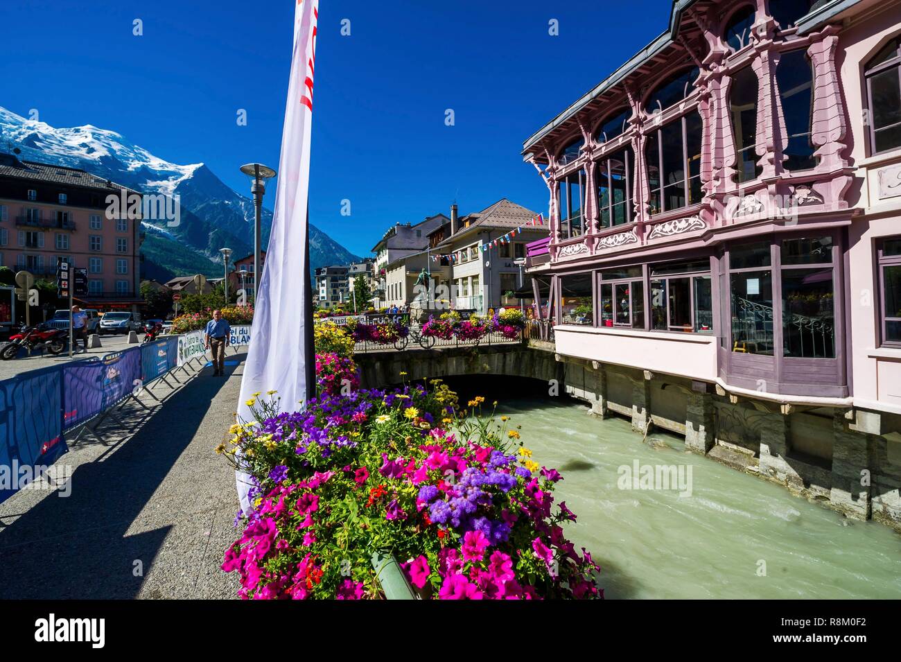 France, Haute-Savoie, Chamonix-Mont-Blanc, City Center And Arve River ...