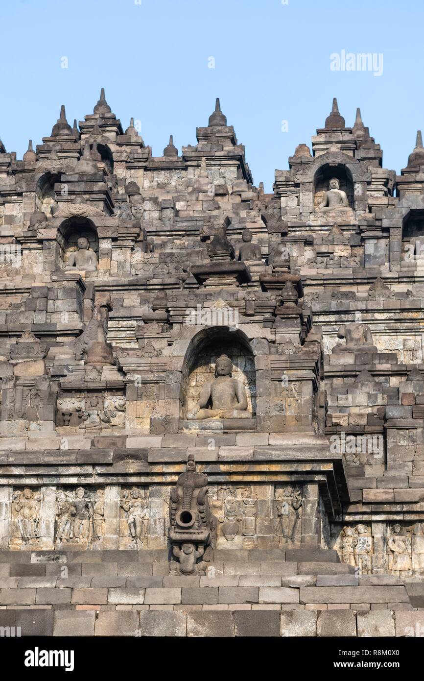 Indonesia, Java, Borobudur temple. Buddhist classified temple UNESCO world heritage Stock Photo