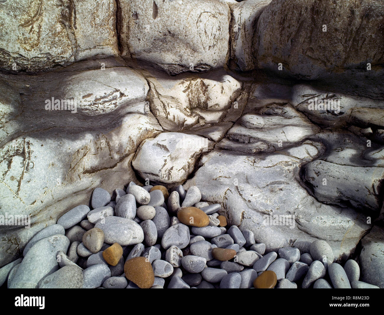 A close up of intricate rock detail in Dunraven Bay, South Wales, UK Stock Photo