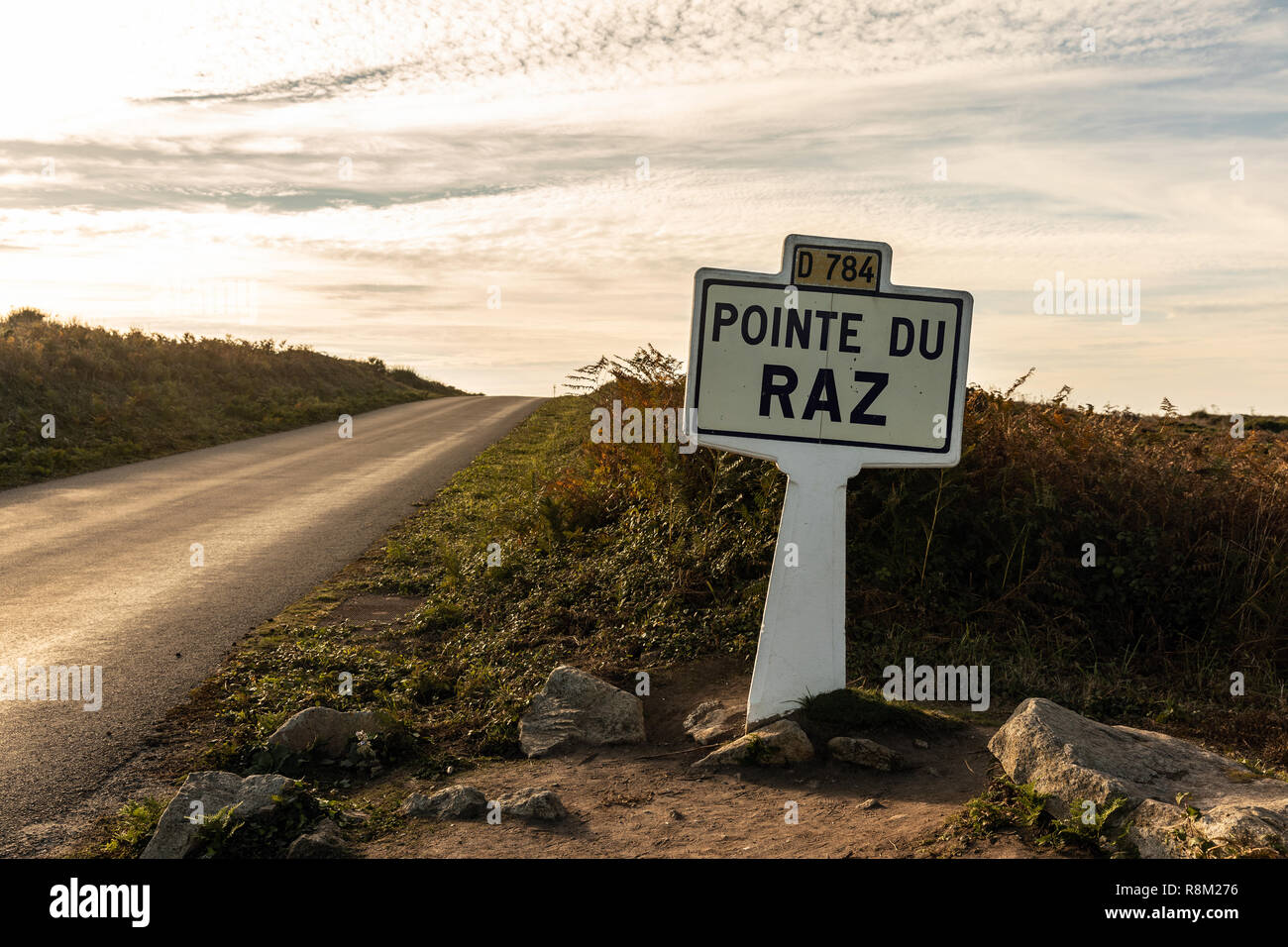 La Pointe du Raz entrance sign in Plogoff (Finistere, France) Stock Photo