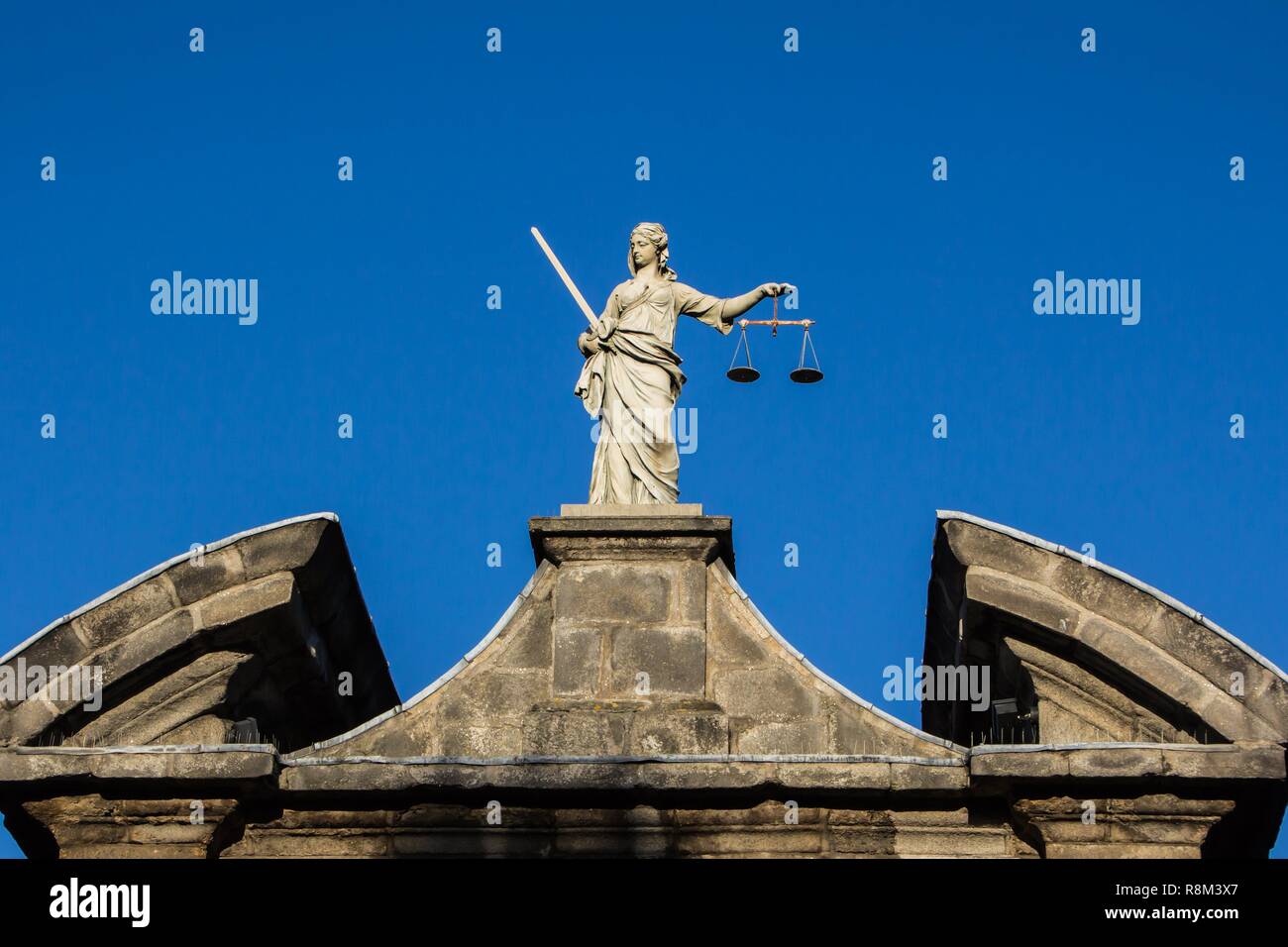 Statue of Lady Justice at Dublin Castle in Dublin, Ireland Stock Photo