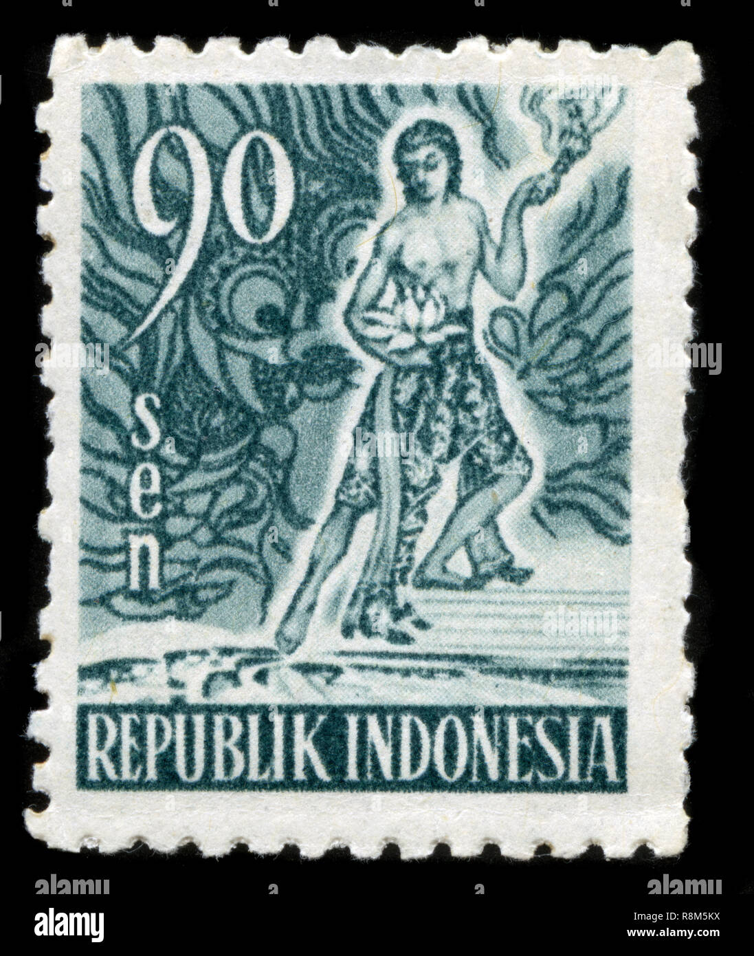 Postage stamp from Indonesia in the Views series issued in 1953 Stock