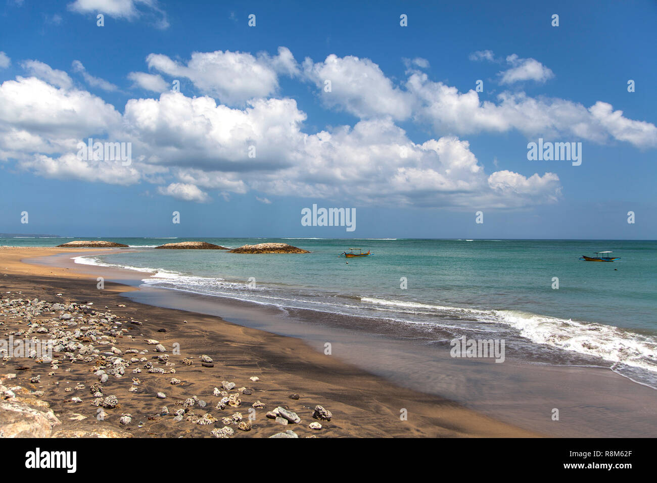 Indonesia is also a view of the famous beach of Kuta beach in Bali. Stock Photo