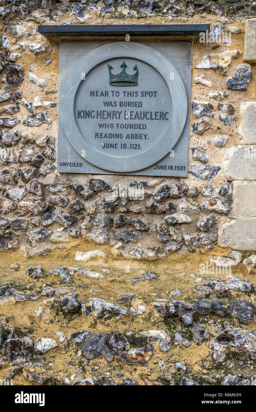 Burial Place Of King Henry Beauclerc, Abbey Ruins, Reading Berkshire UK Stock Photo