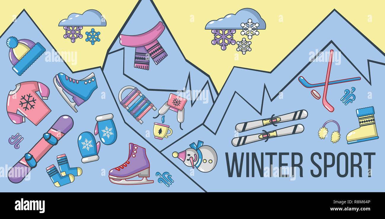 Winter Sport Concept Banner Cartoon Style Stock Vector Art