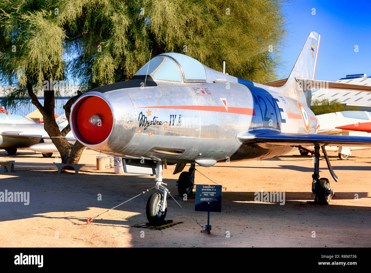 1950s French Dassault Mystere IV fighter plane on display at the Pima Air & Space Museum in Tucson, AZ Stock Photo