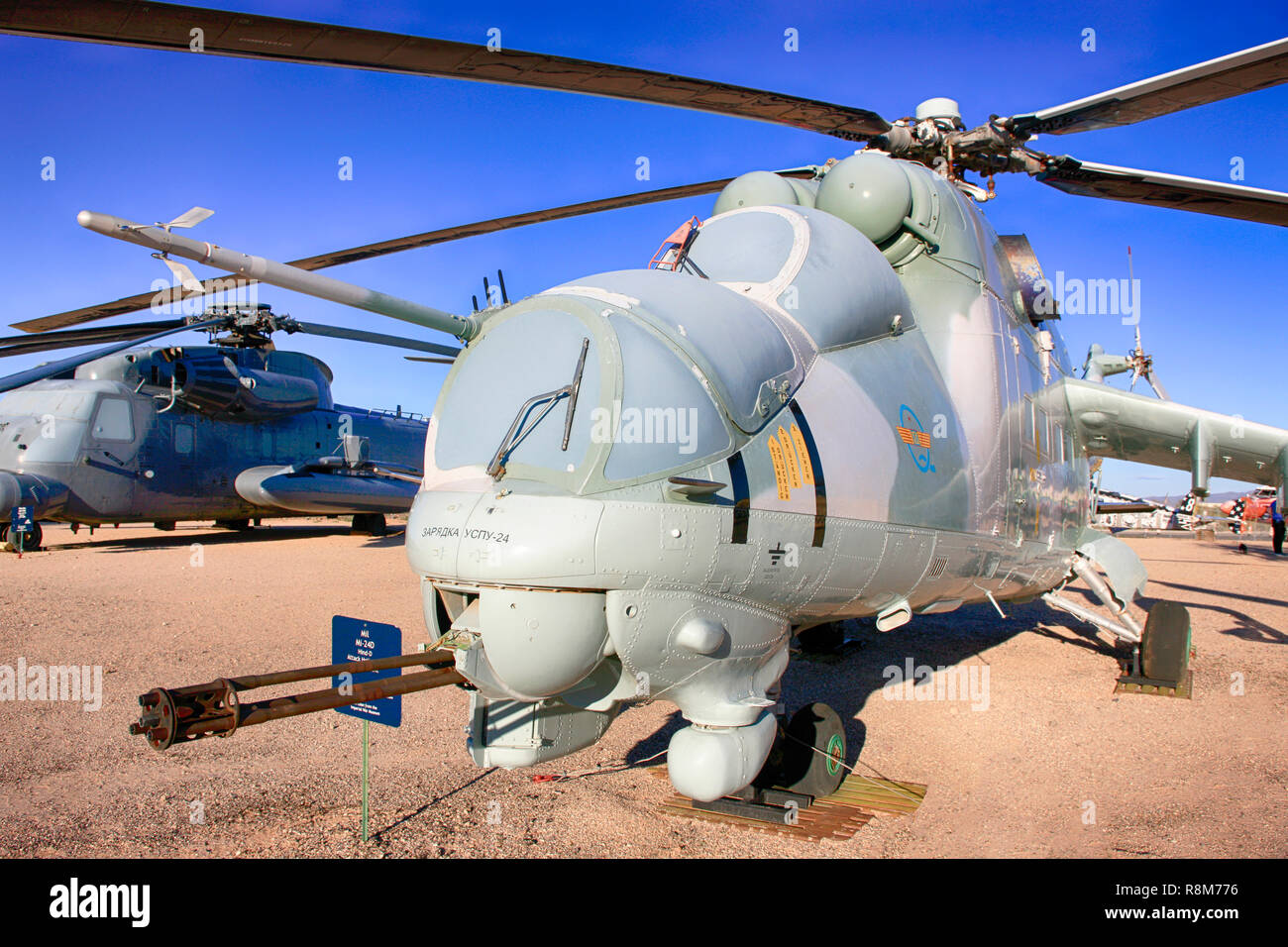 Soviet Mil Mi-24D helicopter gunship on display at the Pima Air & Space Museum in Tucson, AZ Stock Photo