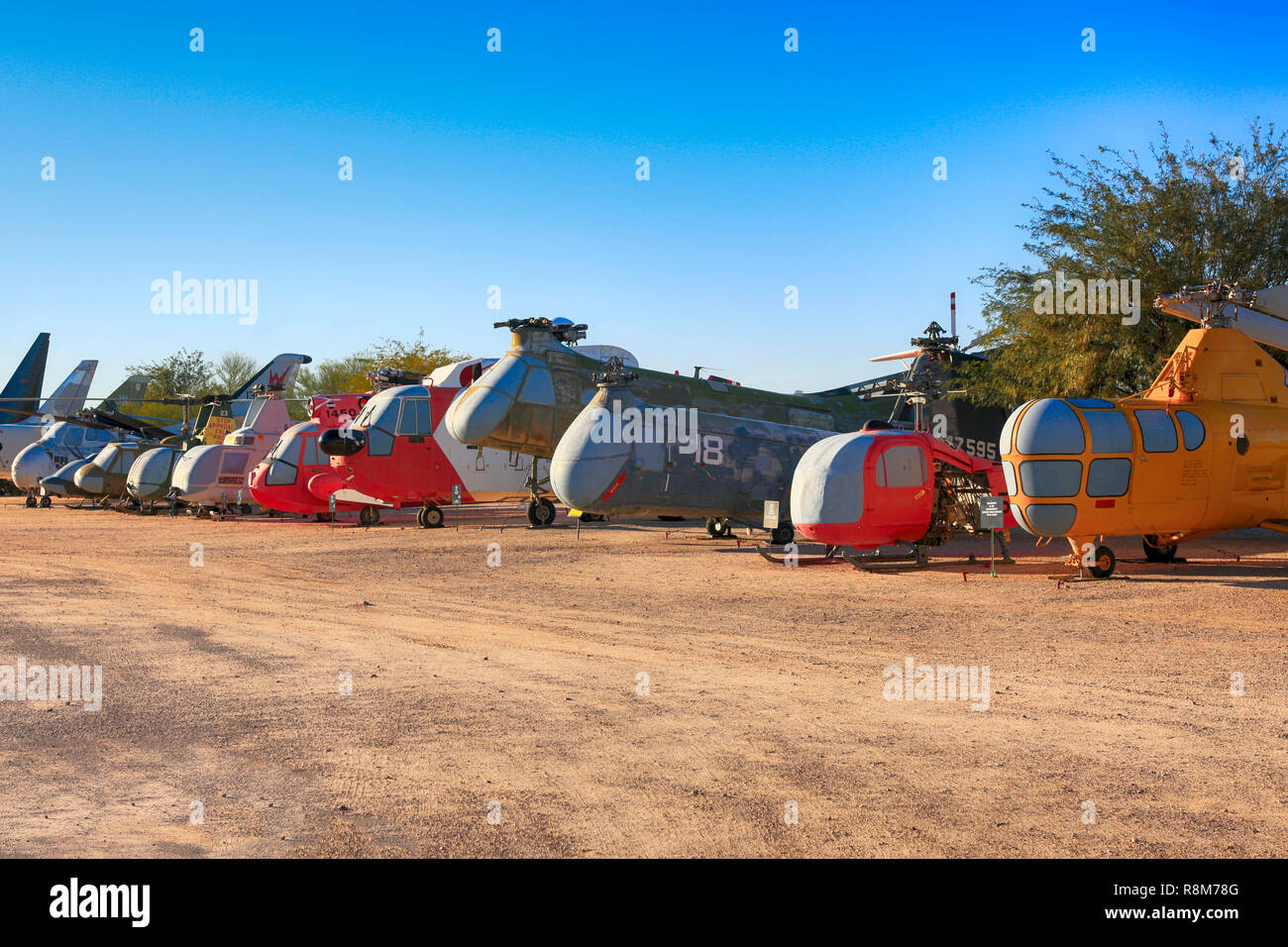 Collection of 1950-60s Sikorsky helicopters on display at the Pima Air & Space Museum in Tucson, AZ Stock Photo