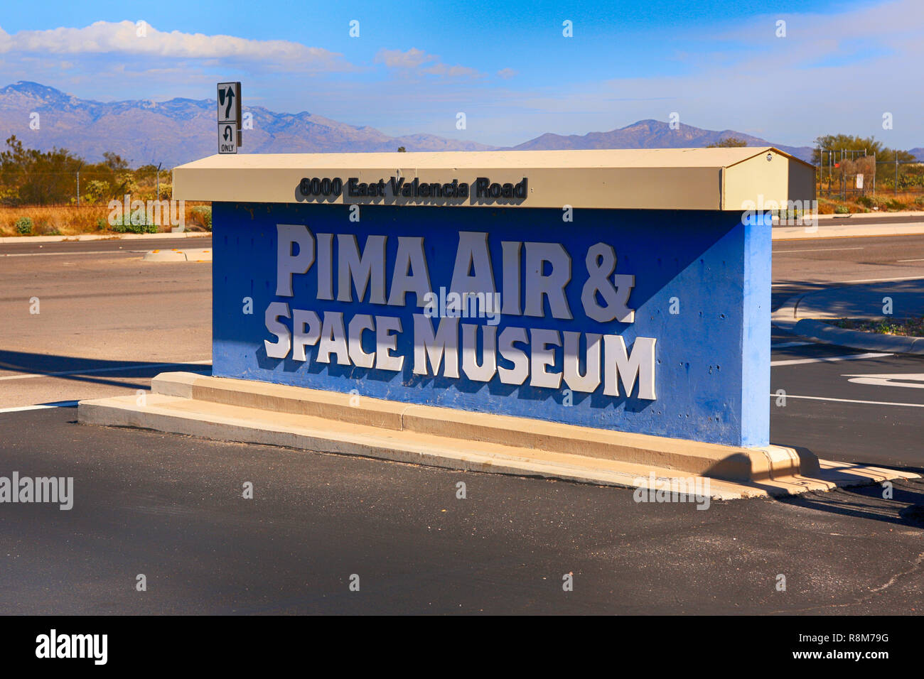 Entrance sign to the Pima Air & Space Museum in Tucson, Arizona Stock Photo