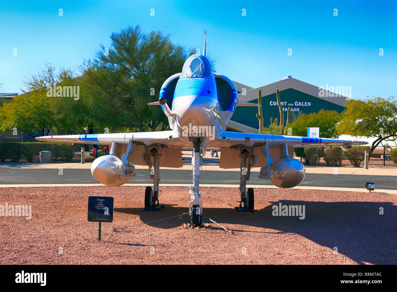 Douglas A4C Skyhawk fighter jet plane at the entrance to the Pima Air & Space Museum in Tucson, Arizona Stock Photo