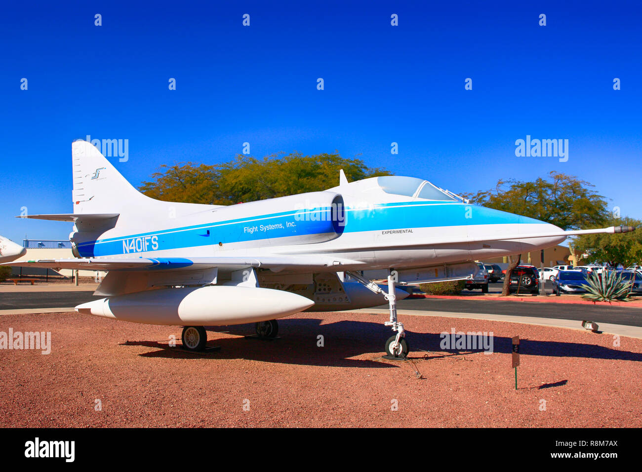 Douglas A4C Skyhawk fighter jet plane at the entrance to the Pima Air & Space Museum in Tucson, Arizona Stock Photo