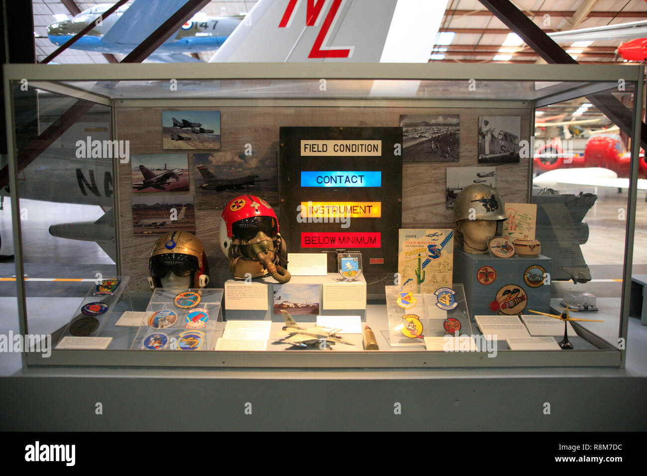 Display of USAF apparel related to the Davis-MonthanAir Force base on display at the Pima Air & Space Museum in Tucson, AZ Stock Photo