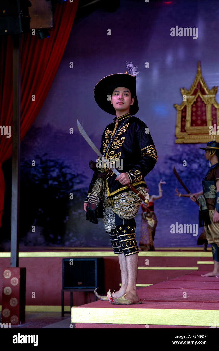 Thailand theatre. Actor on stage. Thai culture show, Stock Photo