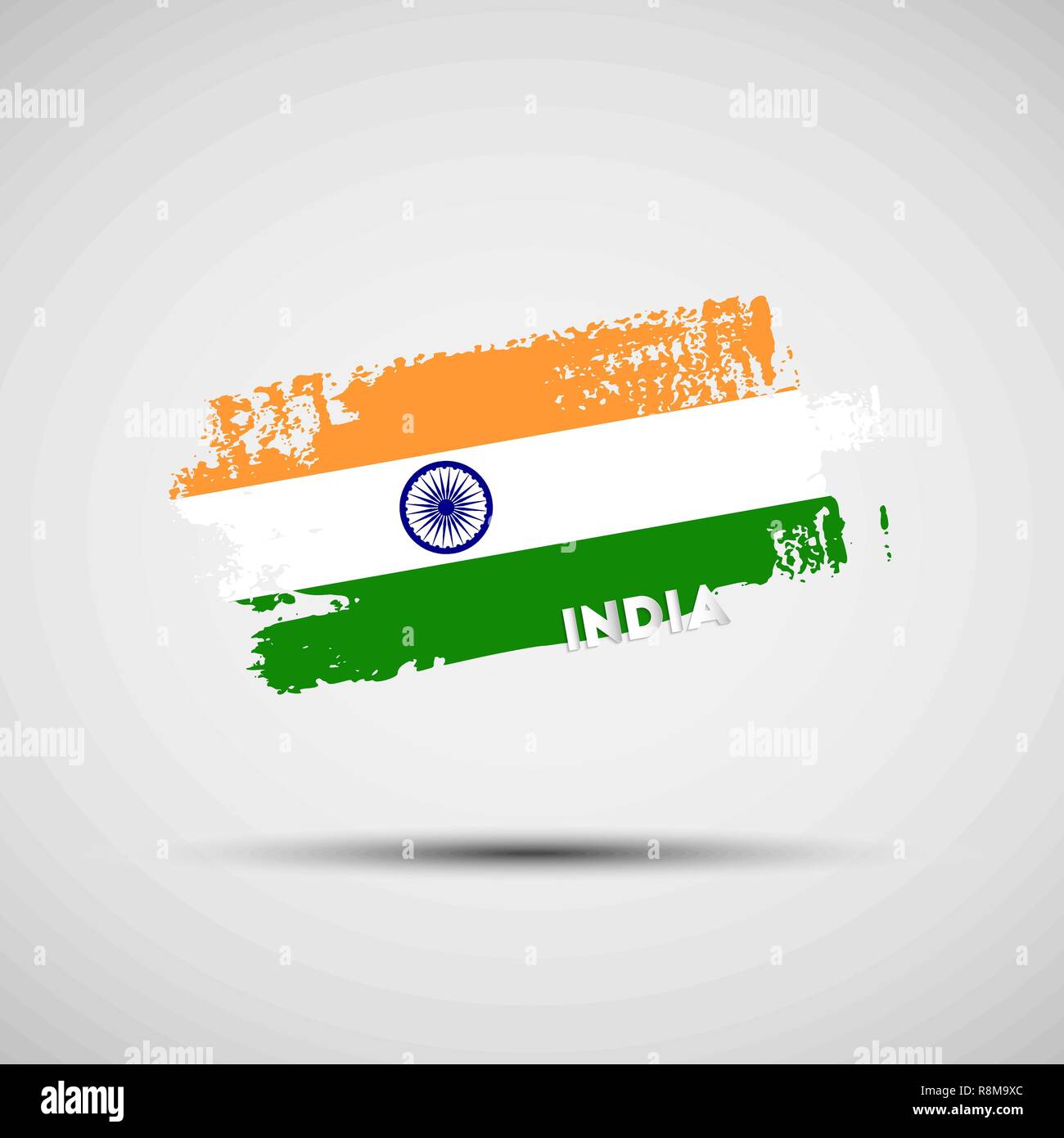 Flag of India. Vector illustration of grunge brush stroke with Indian national flag colors for your graphic and web design Stock Vector