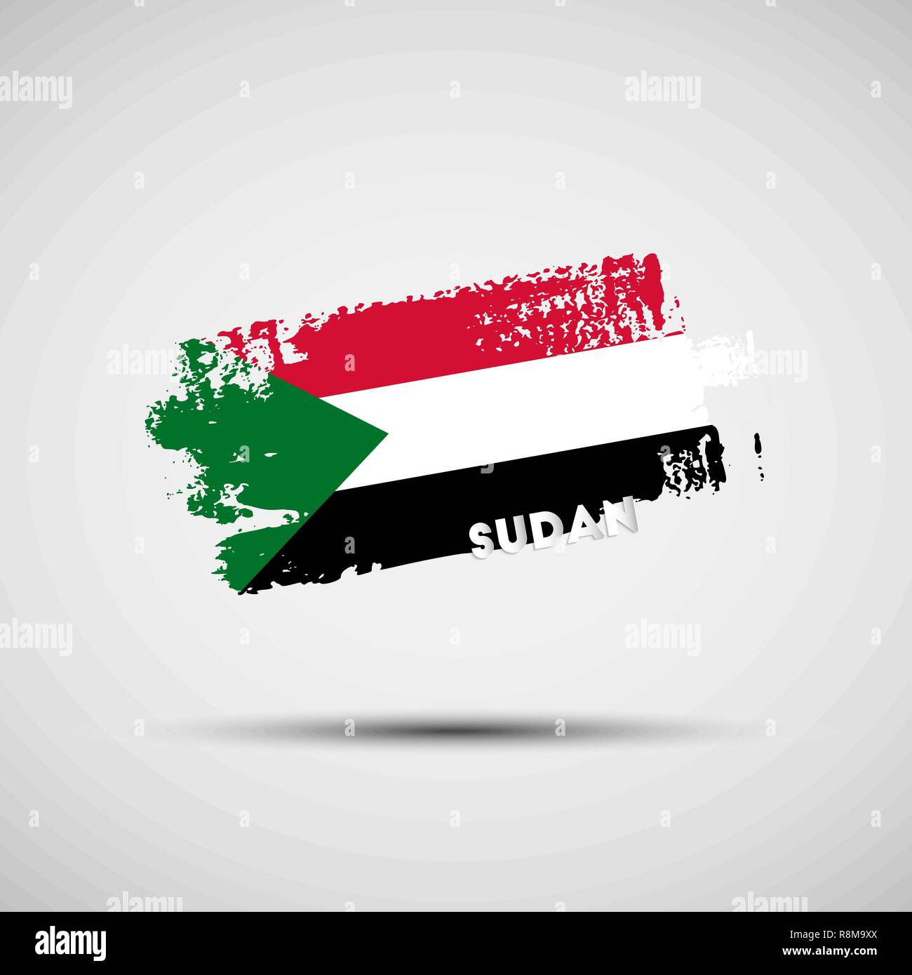 Flag of Sudan. Vector illustration of grunge brush stroke with Sudanese national flag colors for your graphic and web design Stock Vector