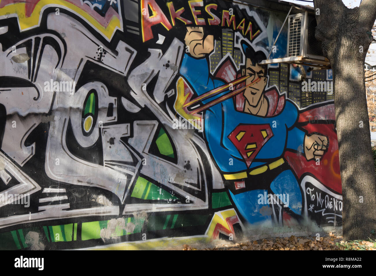 Graffiti of superman Stock Photo