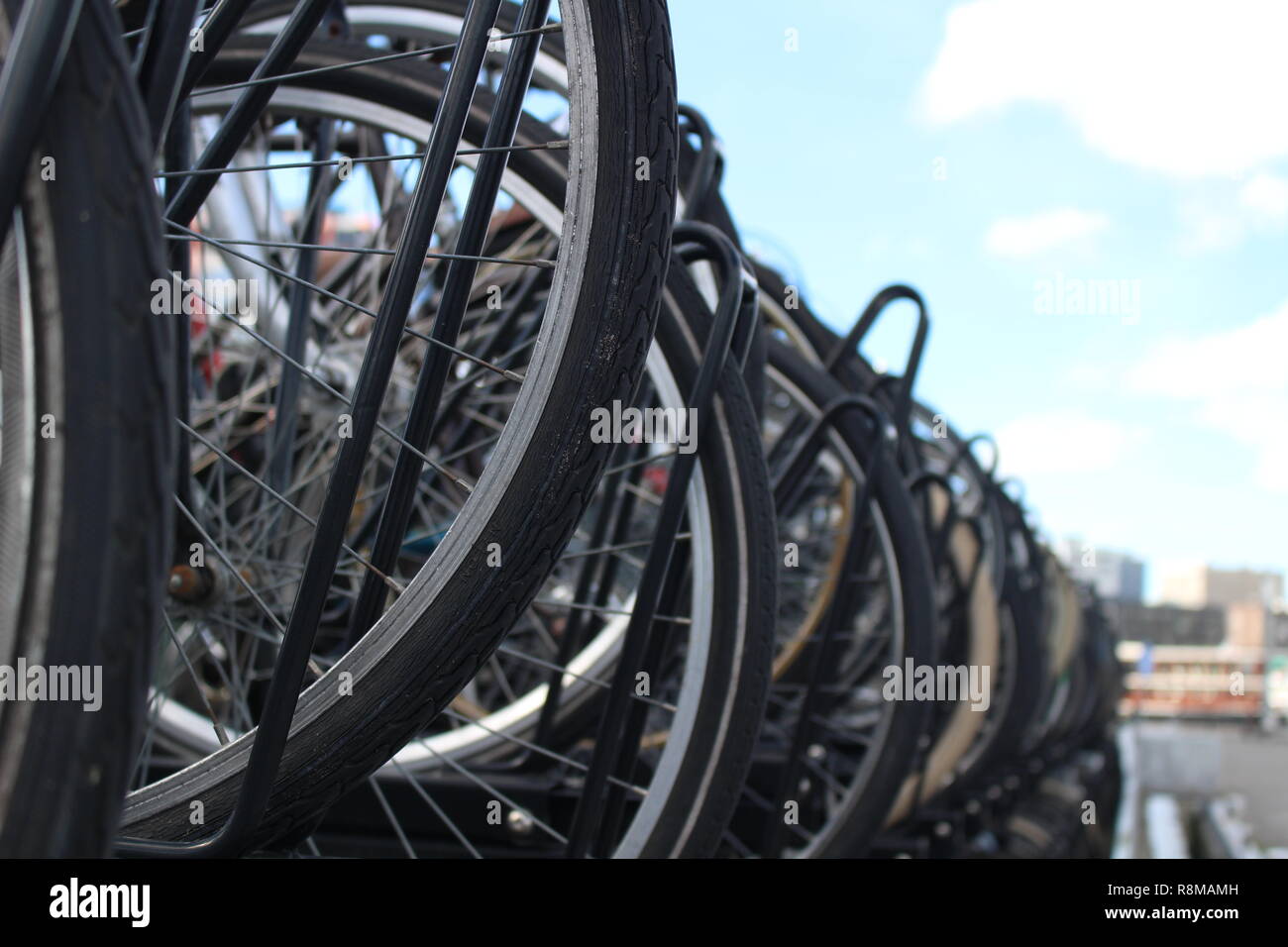 Bicycle wheels Amsterdam Stock Photo Alamy