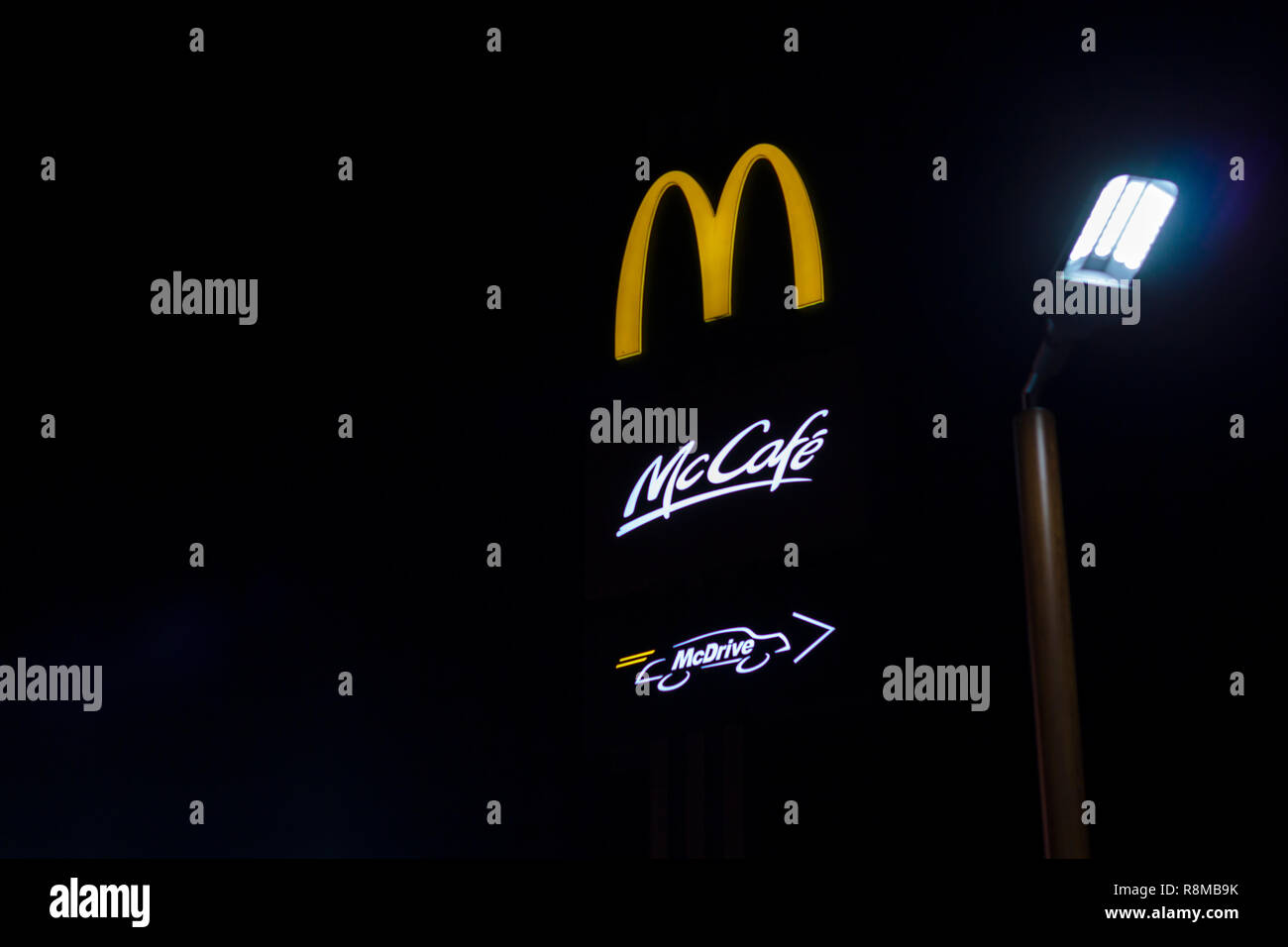 Lisbon, Portugal, Circa December 2018 McDonald's, Mcdrive and McCafe