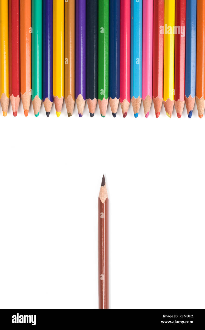 Colored pencils on white background. Stock Photo