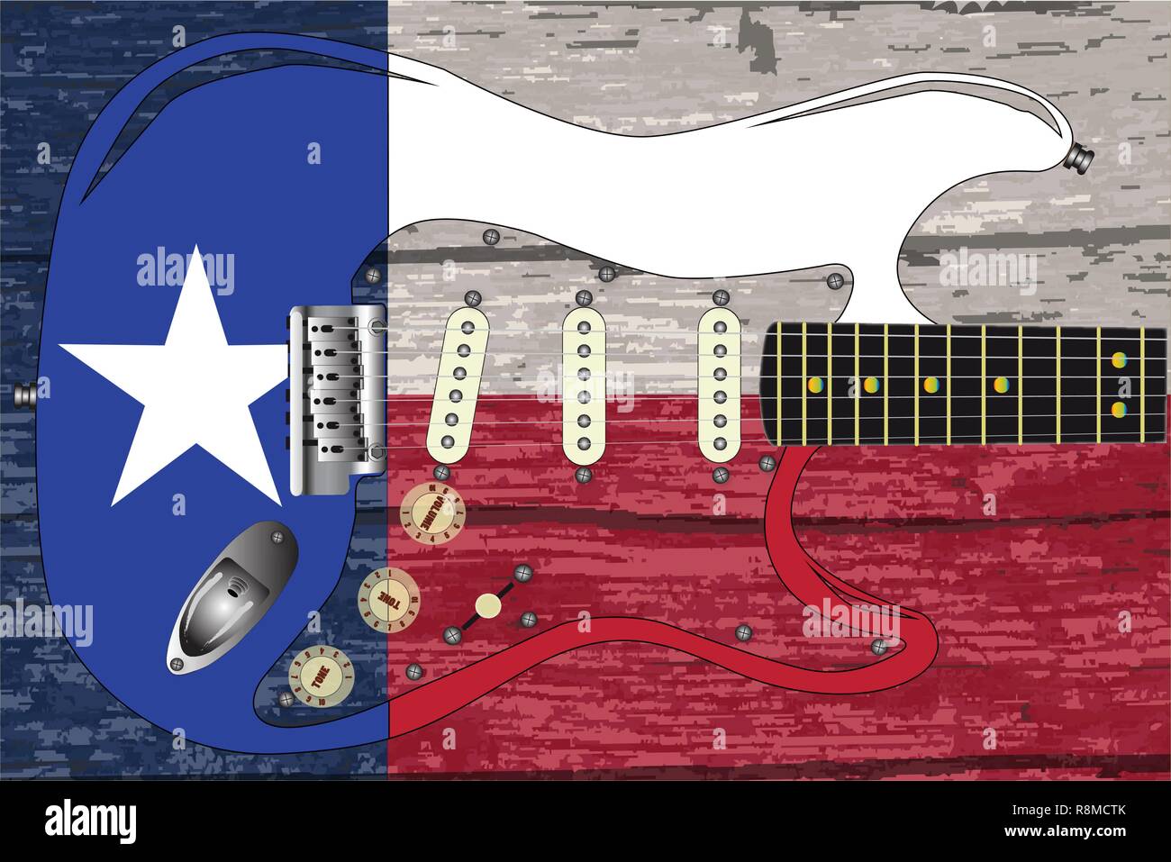 The flag of the USA state of TEXAS on old timber with a traditional